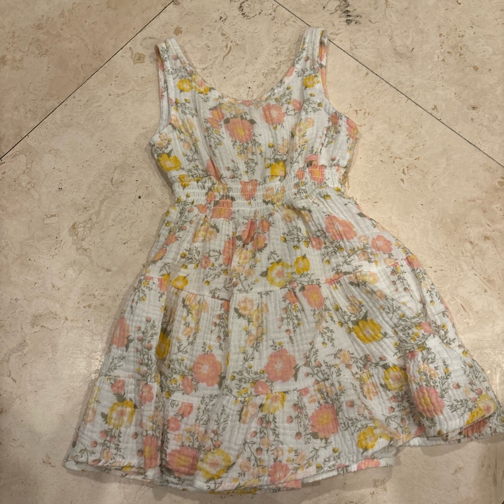 Floral Tiered Sundress with Pink & Yellow Blooms